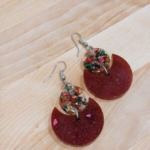 Elegant Red and Multicolor Dangle Earrings